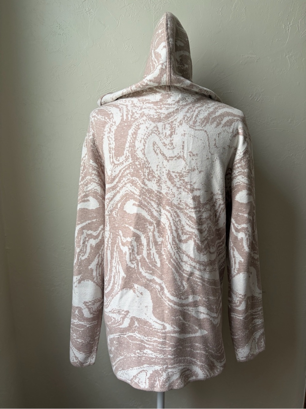 Christian Siriano New York Blush Taupe Marbled Hooded Cardigan Medium - Picture 8 of 10